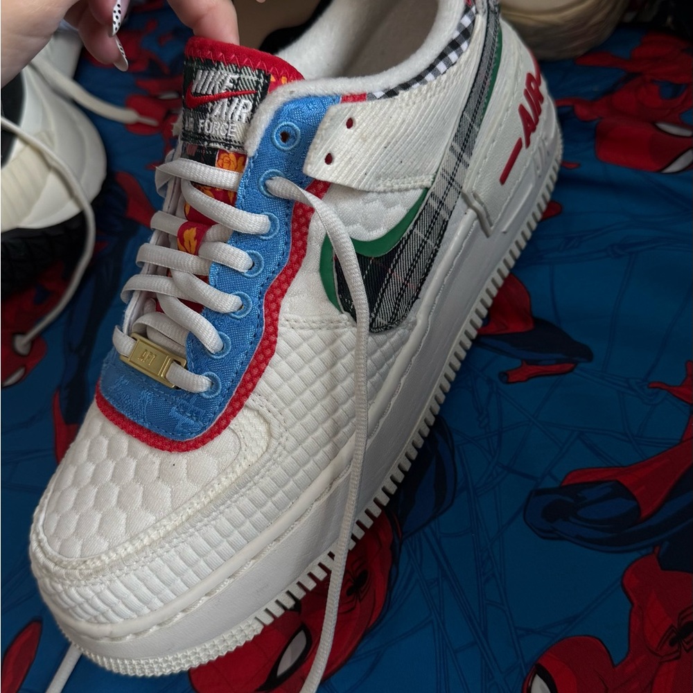 Nike Air Force 1 White and Blue Sneakers